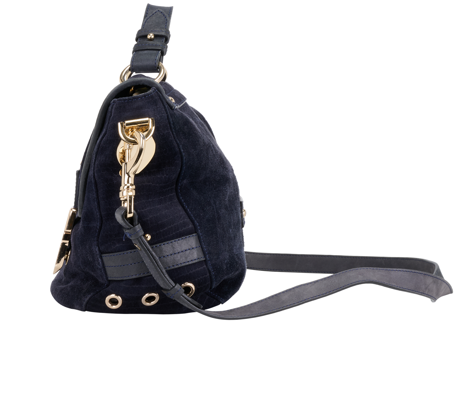 Tillie Satchel, &pound;220, Handbags, Navy, Suede, Bottom view
